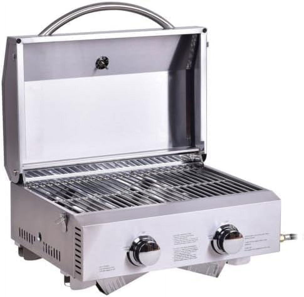 2 Burner Stainless Steel Portable BBQ Table Top Propane Gas Grill Outdoor Camp
