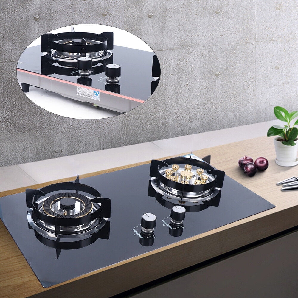 Propane Gas Double Burner Stove Marble Print Tempered Glass – R