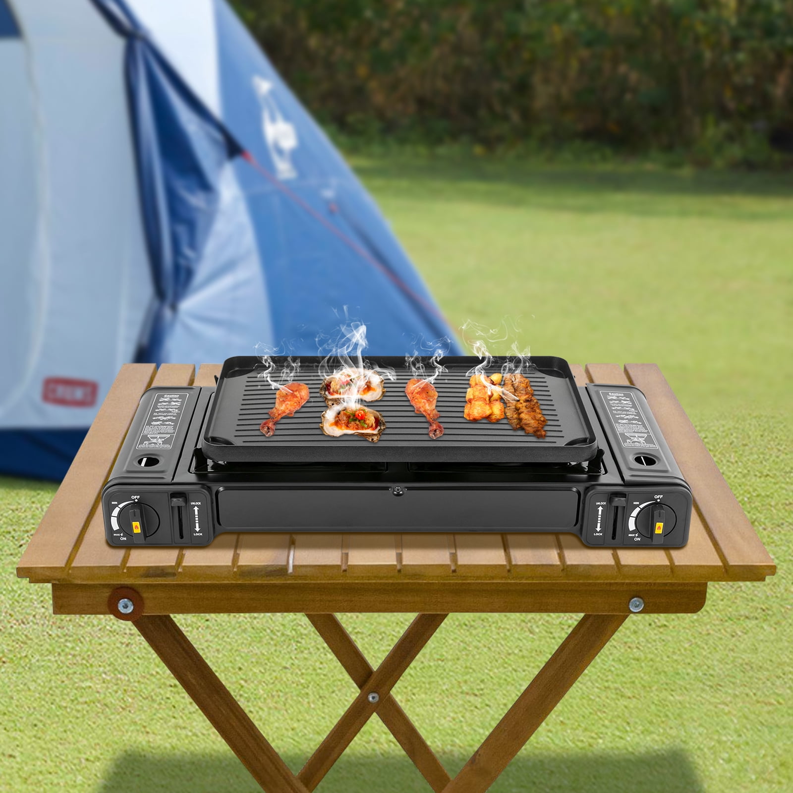 2 Burners Portable Camping Stove, Propane Butane Outdoor Cooking Stove ...
