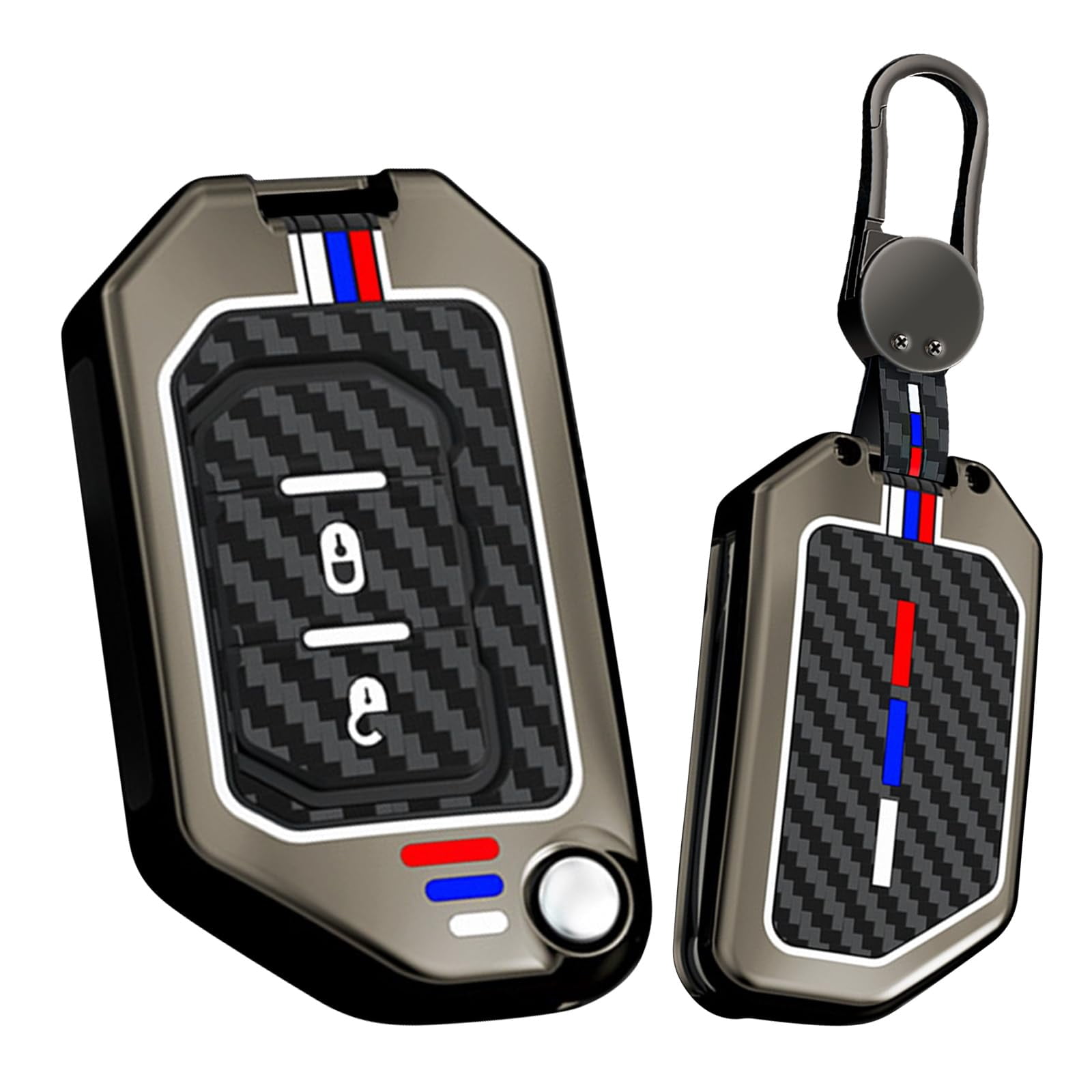 Moonlinks 5-Button Key Fob Cover - Zinc Alloy & Silicone Case For Jeep Grand Cherokee, Dodge, Chrysler (Silver) - View #6
