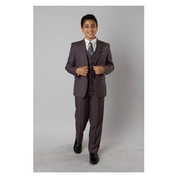 2 Button Front Closure Interior Pick Stitching Boys Suits Dark Lavender - 8