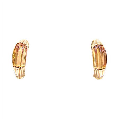 2 CITRINE SHAPE FLUTED SHAPE SET IN YELLOW GOLD HUGGY