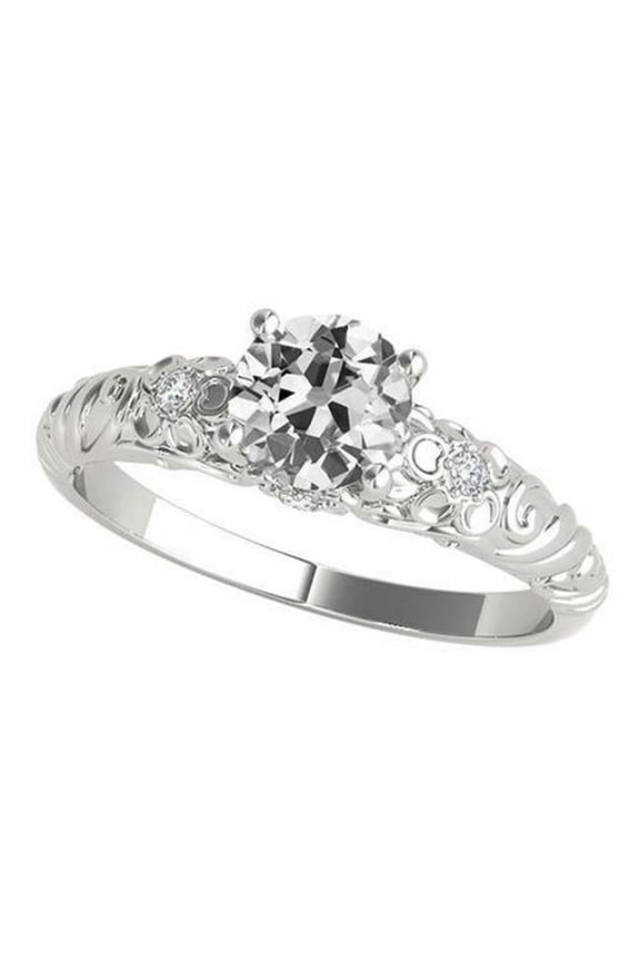 2 CT Antique Style Old Miner Diamond 14K Gold Wedding Ring, Size 6.5