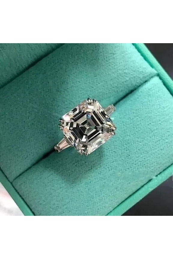 2 CT Ascher Cut Lab Created Diamond Women Engagement Ring 14K White Gold Plated