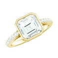thumbnail image 1 of Rosec Jewels 2 CT Bezel Set Solitaire Moissanite Ring with Surfaced Prong Side Stones, 10K Yellow Gold, US 6.00, 1 of 8