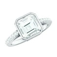 thumbnail image 1 of Rosec Jewels 2 CT Bezel Set Solitaire Moissanite Ring with Surfaced Prong Side Stones, 18K White Gold, US 11.00, 1 of 8