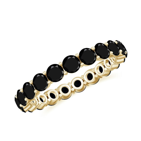 Rosec Jewels 2 CT Black Spinel Full Eternity Ring in Shared Prong Setting, August Birthstone Ring, 18K Yellow Gold, US 9.50