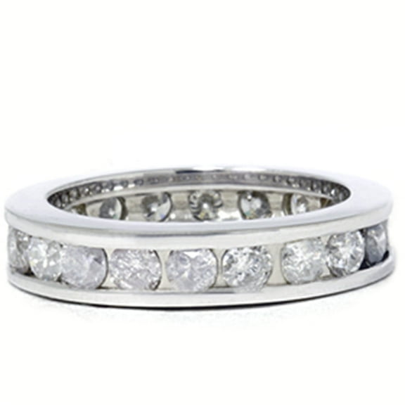 Pompeii3 2CT Channel Set  Round Diamond Eternity Ring 14K White Gold (G/H,I1)