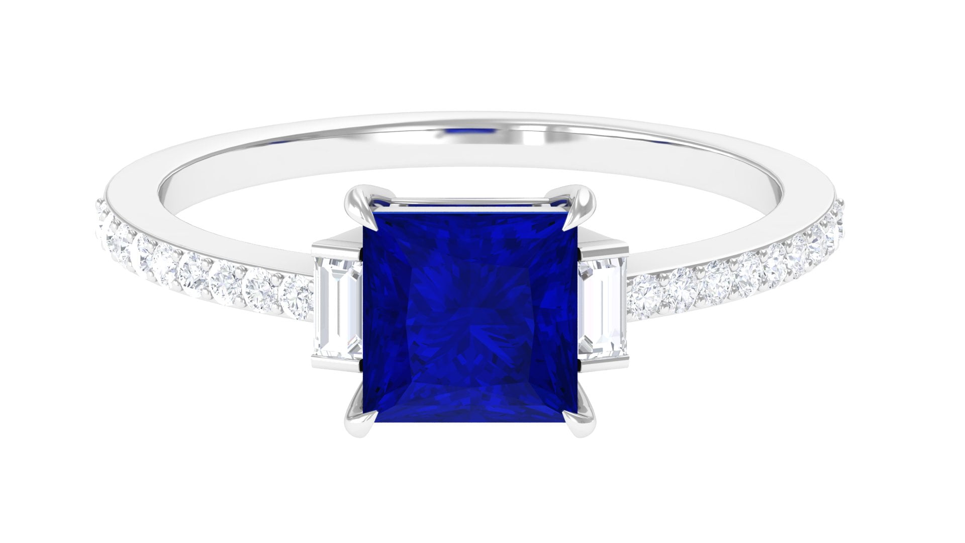 Jacoby Ring with Princess cut Sapphire | 1.15 carats Square Sapphire  Solitaire Ring in 14k White Gold | Diamondere