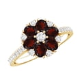 thumbnail image 1 of Rosec Jewels Natural Garnet Flower Engagement Ring for Women - Garnet Diamond Ring - AAA Quality - with Jewelry Box, 10K Yellow Gold, US 10.50, 1 of 9