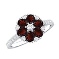 thumbnail image 1 of Rosec Jewels Natural Garnet Flower Engagement Ring for Women - Garnet Diamond Ring - AAA Quality - with Jewelry Box, 925 Sterling Silver, US 4.00, 1 of 9