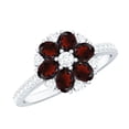 thumbnail image 1 of Rosec Jewels Natural Garnet Flower Engagement Ring for Women - Garnet Diamond Ring - AAA Quality - with Jewelry Box, 925 Sterling Silver, US 4.00, 1 of 9