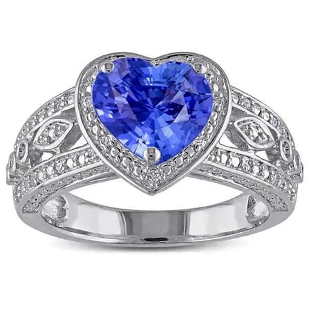 2 CT Halo Heart Light Blue Sapphire Antique Style Anniversary Ring, Size 6.5