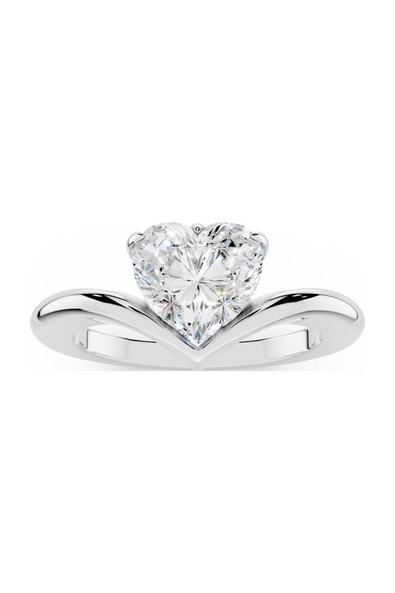 2 CT Heart Shape Moissanite Promise Rings for Women in 14K White Gold Plated 925 Sterling Silver V-Shaped Chevron Wedding Bands Engagement Promise Ring D Color VVS1 Clarity Jewelry Gift for Her - 5