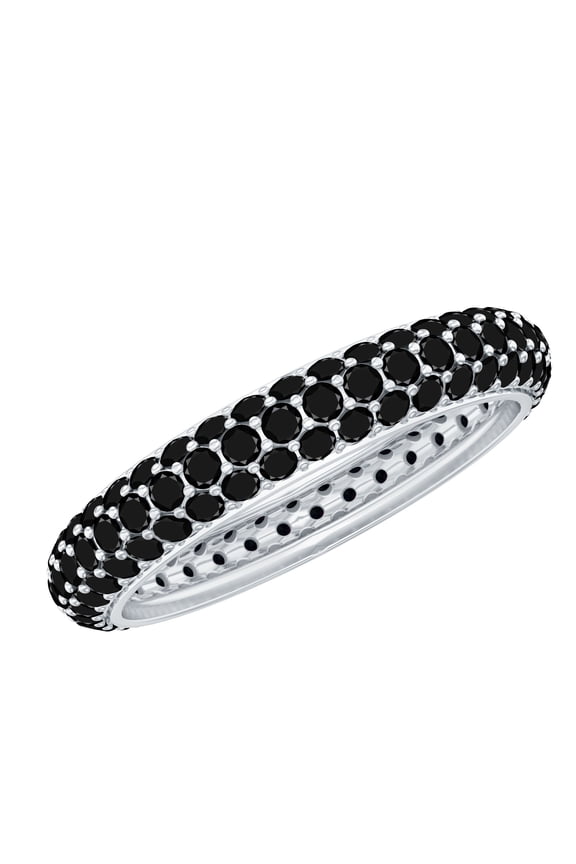 Certified Lab Grown Black Diamond Eternity Band for Women - Anniversary Ring - AAAA Quality - Ready to Gift, 14K White Gold, US 7.00