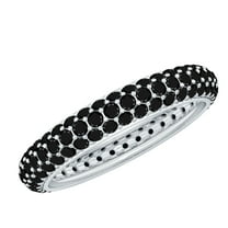 Rosec Jewels Certified Lab Grown Black Diamond Eternity Band for Women - Anniversary Ring - AAAA Quality - Ready to Gift, 925 Sterling Silver, US 4.00