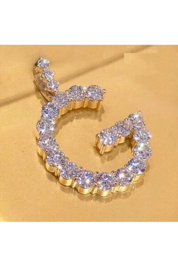 2 CT Lab-Created Diamond Men's Custome "G" Initial Pendant 14K White Gold Plated