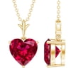 thumbnail image 1 of Rosec Jewels Certified Lab Grown Ruby Heart Pendant Necklace (2 Carat, 8mm, AAAA Quality) - with Chain - Ready to Gift for Women, 18K Yellow Gold, 1 of 6