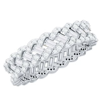 Rosec Jewels 2 CT Moissanite Anniversary Eternity Band Ring, 925 Sterling Silver, US 4.00