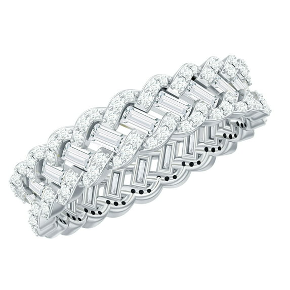 Rosec Jewels 2 CT Moissanite Anniversary Eternity Band Ring, 925 Sterling Silver, US 4.00