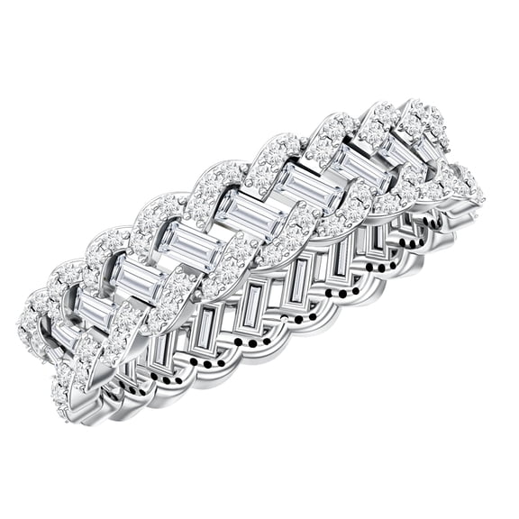 Certified Moissanite Anniversary Eternity Band Ring, 925 Sterling Silver, US 4.00