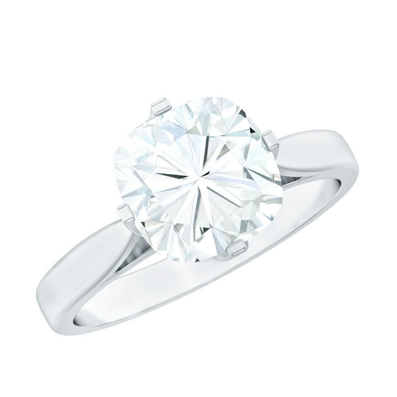 Rosec Jewels Moissanite Cushion Cut Engagement Ring 3 Carat - 8 mm Solitaire Ring - D-VS1 Quality Certified, 10K White Gold, US 11.50