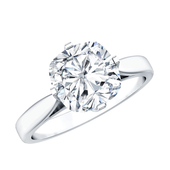 Rosec Jewels Moissanite Cushion Cut Engagement Ring 3 Carat - 8 mm Solitaire Ring - D-VS1 Quality Certified, 925 Sterling Silver, US 4.00