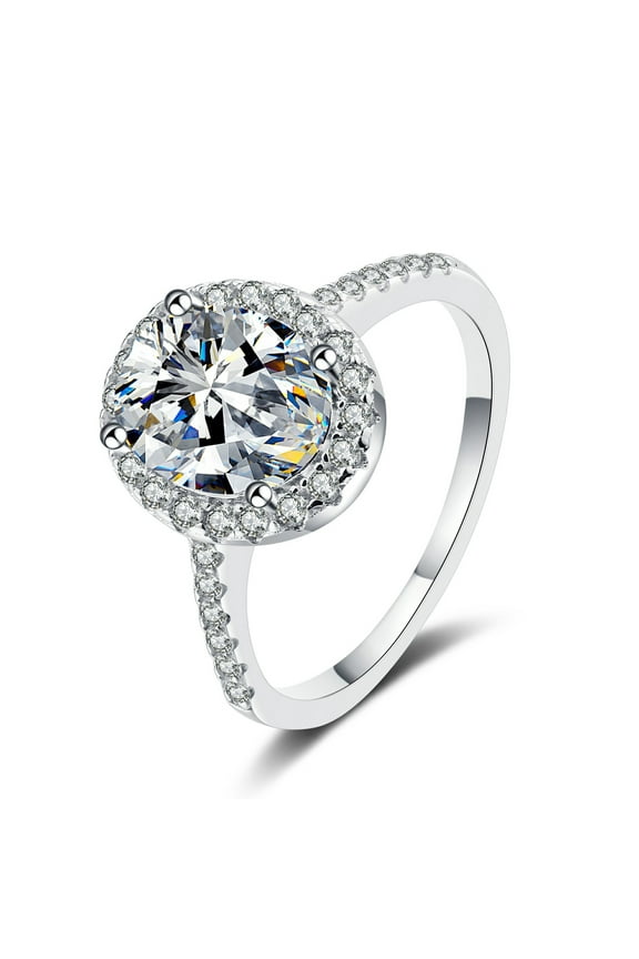 2 CT Moissanite Wedding Ring for Women 1 Carat Diamond Engagement Ring 18K White Gold Plated 925 Sterling Silver Moissanite Rings Womens Diamond Rings Womens Anniversary Rings