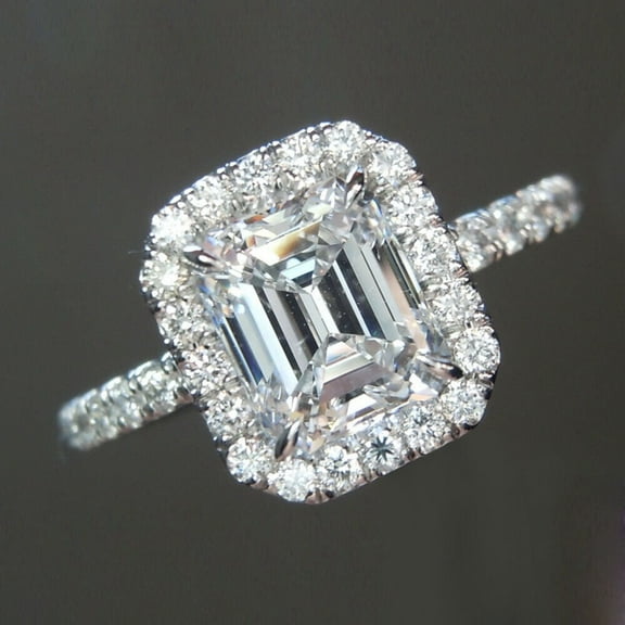 2 CT Octagon Cut Moissanite Engagement Ring Halo Moissanite Diamond Ring Octagon Cut Anniversary Ring Emerald Cut Wedding Ring Gold Ring