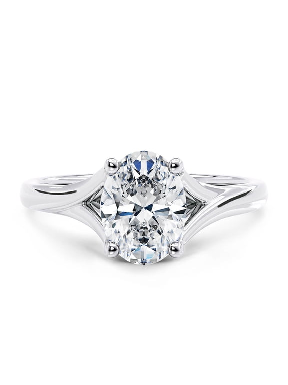 2 CT Oval Cut Moissanite Ring Split Band Engagement Ring 925 Sterling Silver Ring