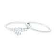 thumbnail image 1 of Rosec Jewels Certified Oval and Round Shape Zircon Wedding Ring Set for Women, Cubic Zirconia Solitaire Ring Set, 14K White Gold, US 8.00, 1 of 7