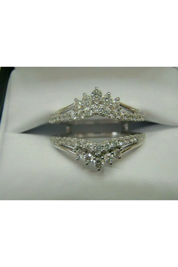 2 CT Round Cut Lab-Created Diamond Enhancer Wedding Ring Guard Wrap 14k White Gold Plated