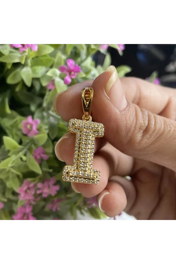 2 CT Round Cut Moissanite Customized Name Pendant Charm 14k Yellow Gold Plated