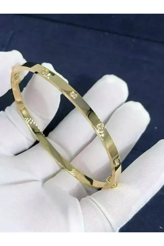 2 CT Round Cut White Lab Created Diamond Women's Bangle Bracelet 14K Yellow Gold Plated