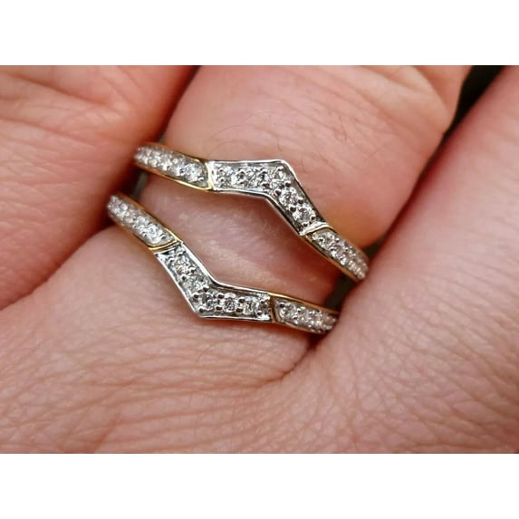2 CT Round Cut White Moissanite Enhancer Guard Wrap Ring 14K Yellow Gold Plated