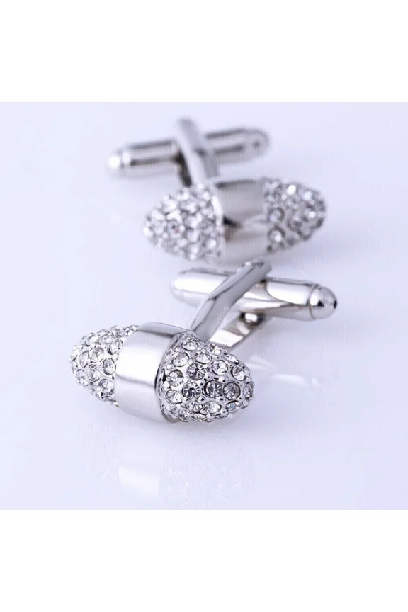 2 CT Round Cut White Moissanite Wedding Cufflinks Men's 14K White Gold Plated