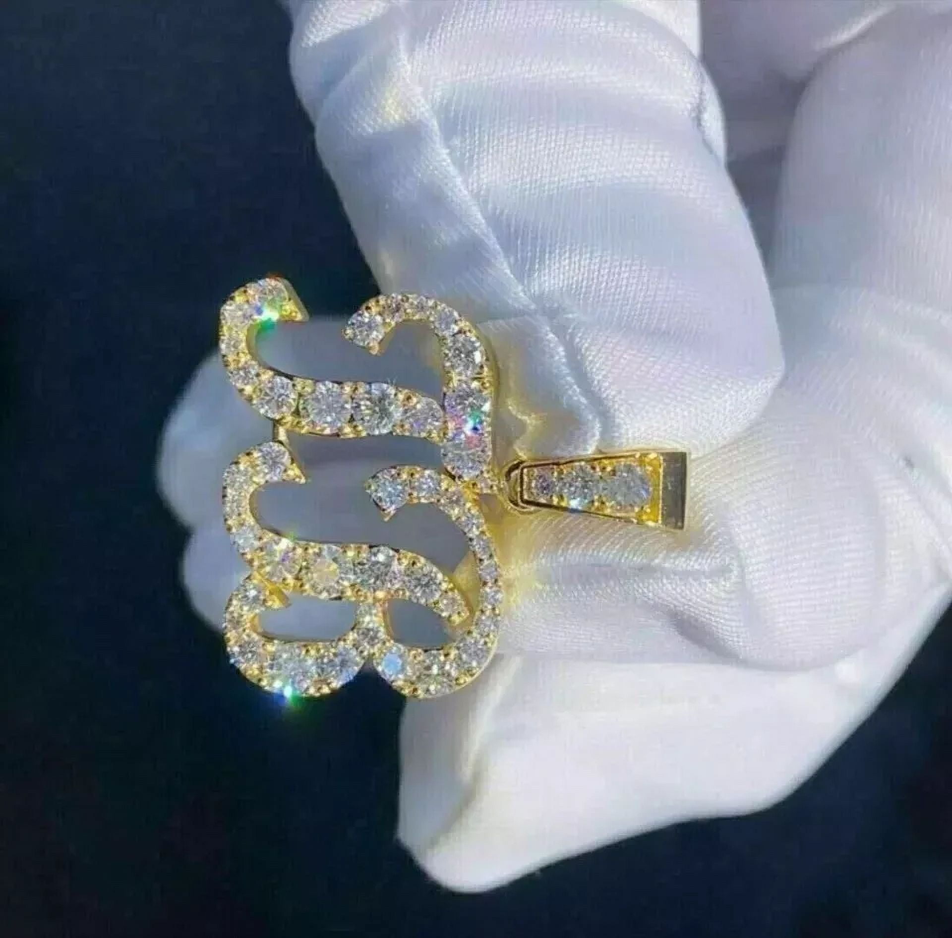 YASH JEWELS 2 CT Round Lab Created Diamond Custom Pendant 14 Yellow Gold Plated