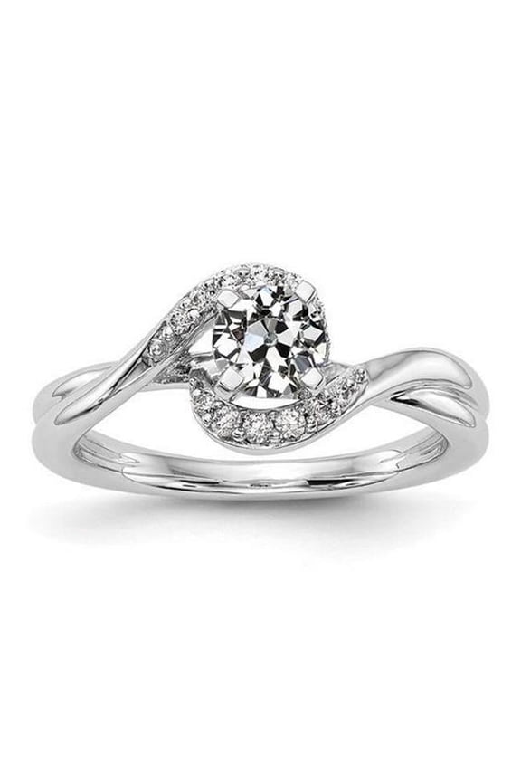 2 CT Round Old Miner Diamond Bypass Set Engagement Ring, Size 6.5