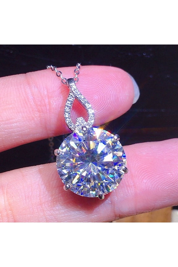 2 CT Round cut lab Created Diamond Womens Pendant 14K White gold Plated