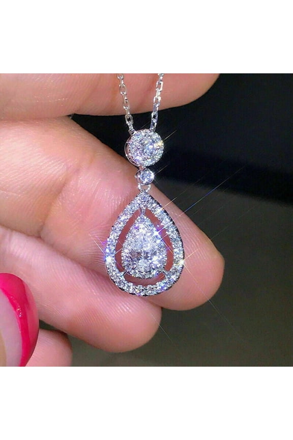 2 CT Round cut lab Created Diamond Womens Pendant 14K White gold Plated