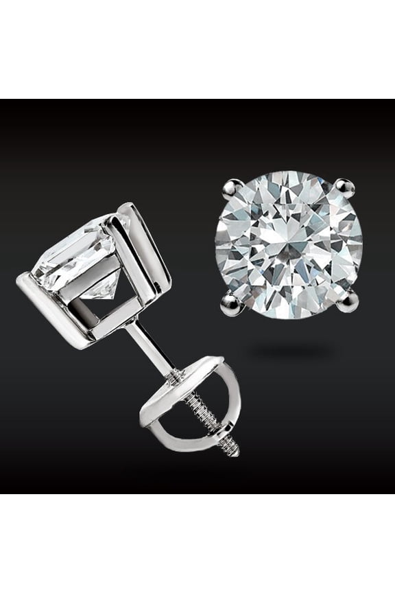 2 CT Round cut lab Created Diamond Womens Stud Earrings 14K White gold Plated