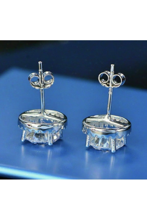 2 CT Round cut lab Created Diamond Womens Stud Earrings 14K White gold Plated