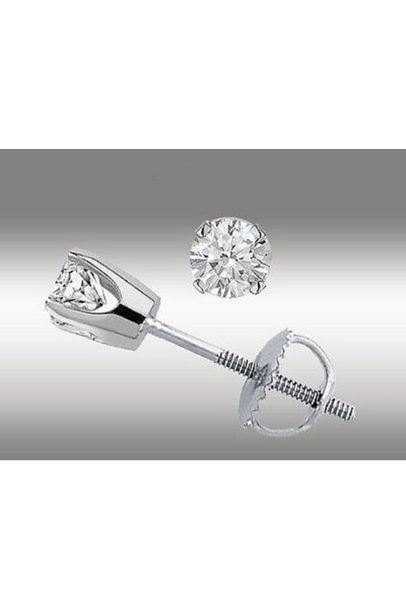 2 CT Round cut lab Created Diamond Womens Stud Earrings 14K White gold Plated