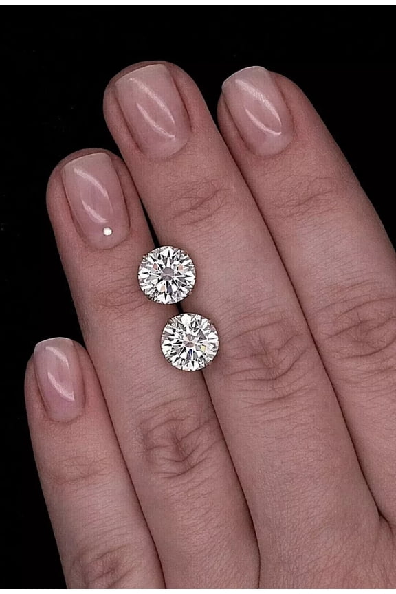 2 CT Round cut lab Created Diamond Womens Stud Earrings 14K White gold Plated