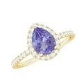 thumbnail image 1 of Rosec Jewels Natural Tanzanite and Diamond Ring, Teardrop Engagement Ring for Women, Tanzanite Vintage Ring, 14K Yellow Gold, US 12.50, 1 of 6