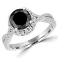 thumbnail image 1 of 2 CTW Round Black Diamond Solitaire with Accents Engagement Ring in 18K White Gold - Size 6.5, 1 of 1