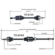 2 CV Axle Shaft Front For 97-01 Camry V6 Manual Transmission 8143 44