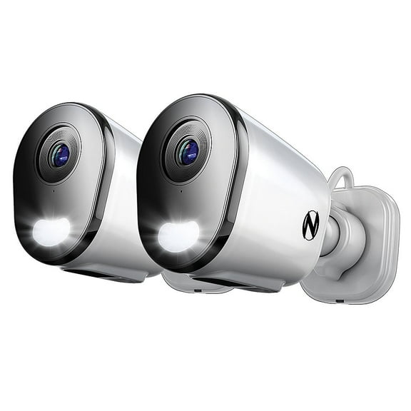 2-Camera Indoor/Outdoor AC Powered Plug-In Wireless 2K Security Cameras with 2-Way Audio - White