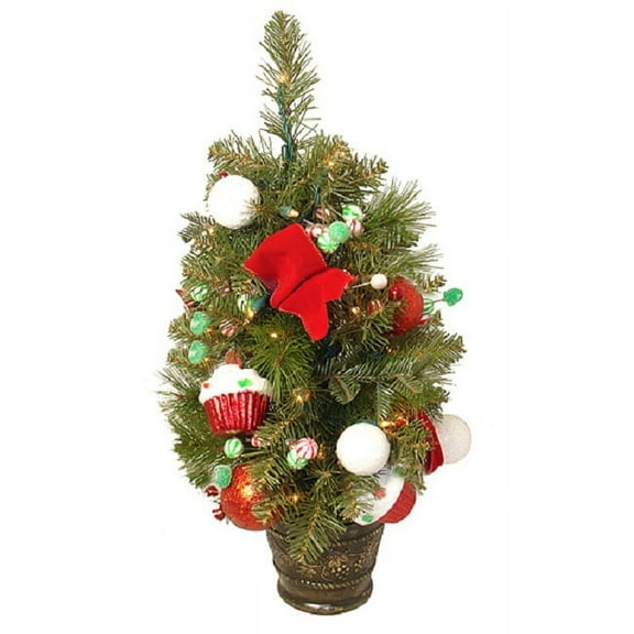 2' Candy Fantasy Pre-Lit and Decorated Artificial Christmas Tree - Clear Lights