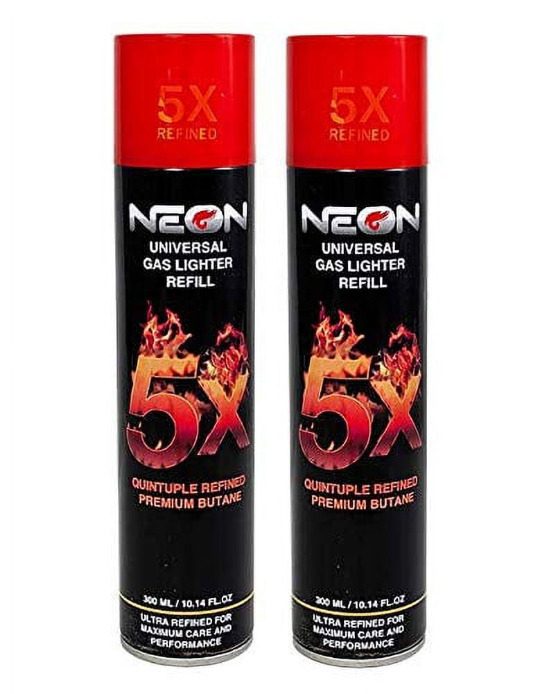 Neon 5X Ultra Refined Butane Refill Fuel Fluid Lighter, 2 Gas Bottles, 10.14 Oz Each